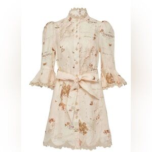 Zimmermann Applique Mini Dress in Map Print - Size 0